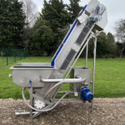 Elevator with flume system