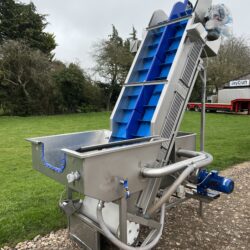 Elevator with flume system